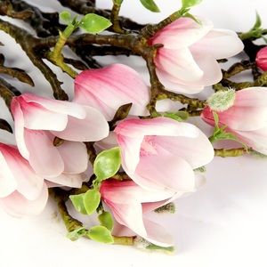 4 pcs Artificial real touch pink magnolia flower